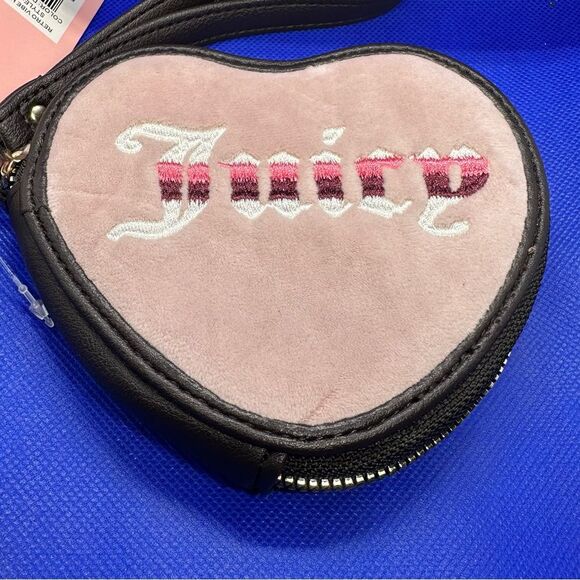 Juicy Couture Pink and Black Heart Wristlet - Picture 2 of 8